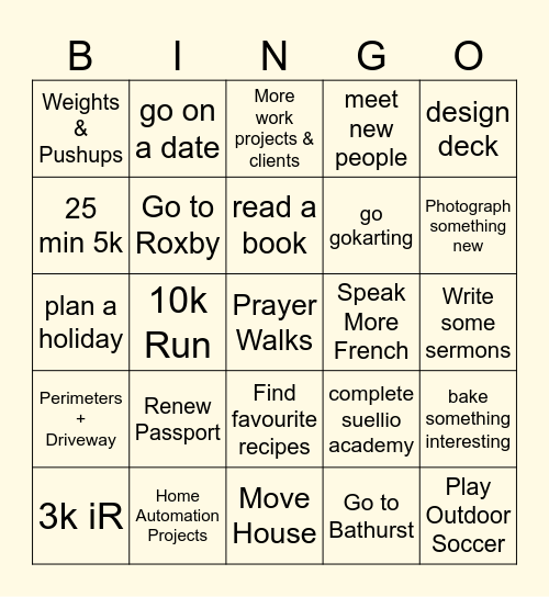 2025 Bingo Card Bingo Card