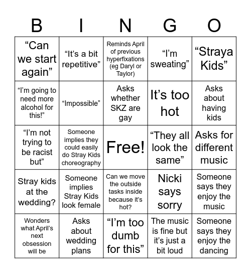 Taskmaster SKZ Birthday Bingo! Bingo Card