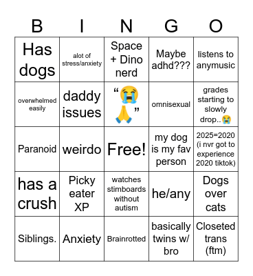 kin 4 me!! Bingo Card