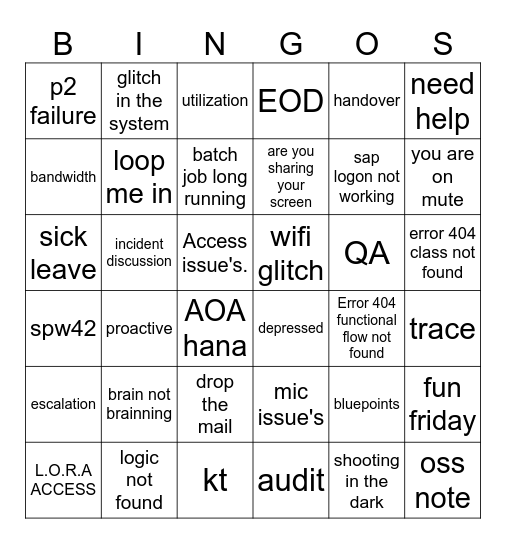 Tech stuff only Bingo Card