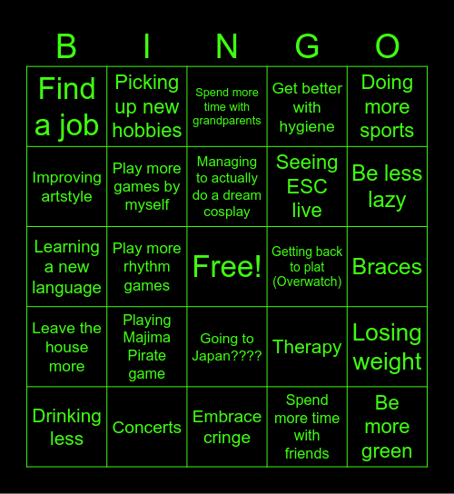 Ves' 2025 Bingo Card