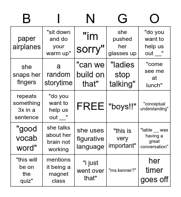 math Bingo Card