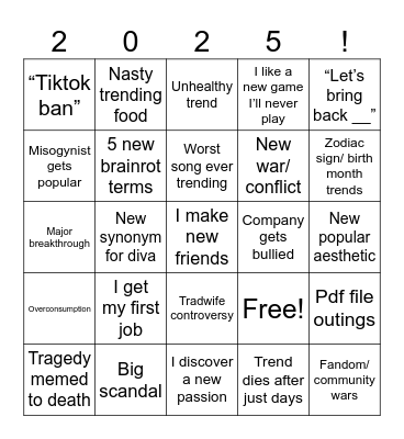 New year bingo Card