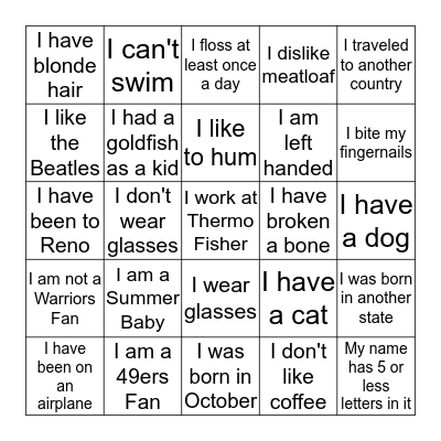 Paul's Card Bingo Card