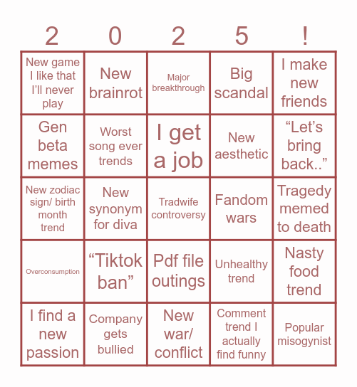 2025 bingo Card