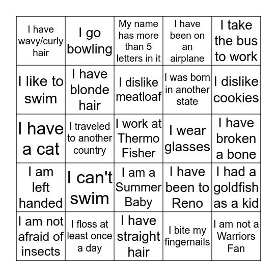 Monica's Card Bingo Card