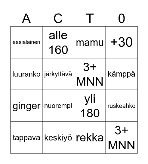 FRIIKKINGO Bingo Card