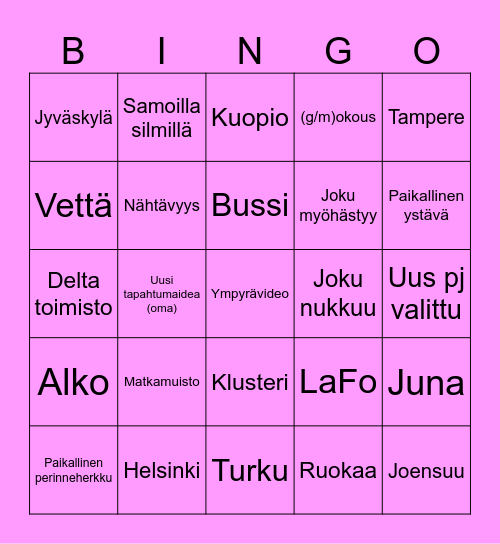 Kämppäapprobingo Card