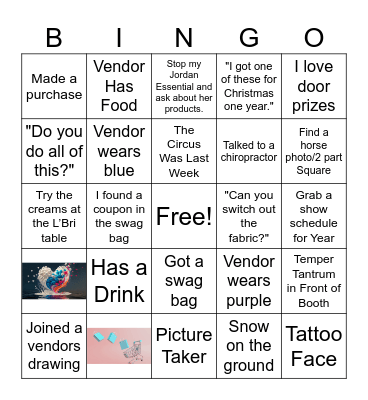 Craft Show Bingo Card