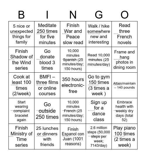 25 for 2025 Bingo Card