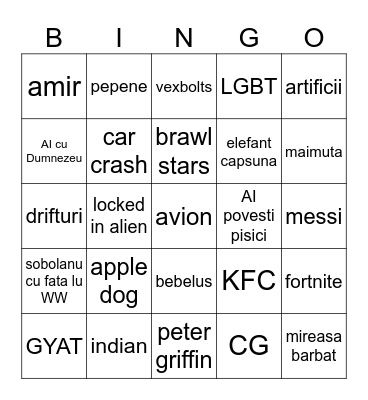BRAINROT 2025 REELS BINGO Card