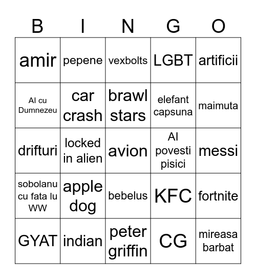 BRAINROT 2025 REELS BINGO Card
