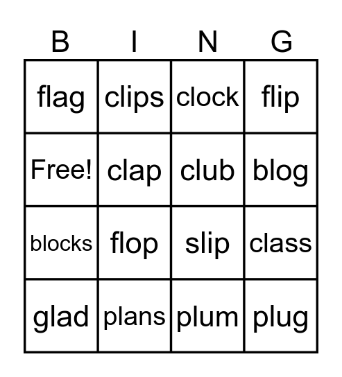 L-Blend Bingo Card