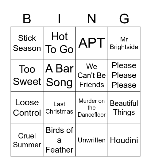 Music Bingo // 2024 Bingo Card