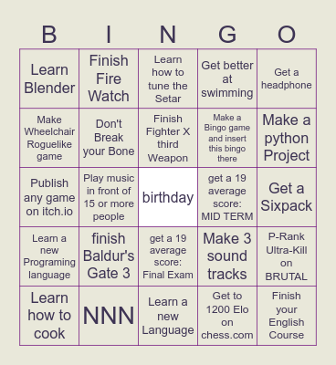 new year bingo Card