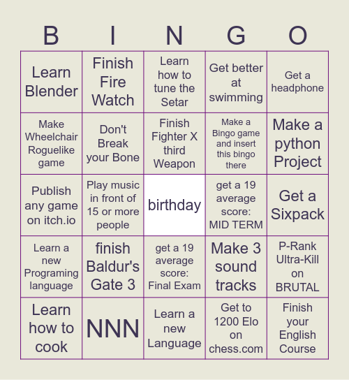 new year bingo Card