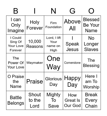 Music Bingo // Church Round Bingo Card