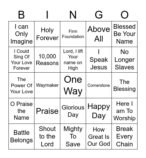 Music Bingo // Church Round Bingo Card
