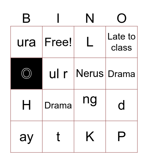 Secondary school BINGO!! Bingo Card
