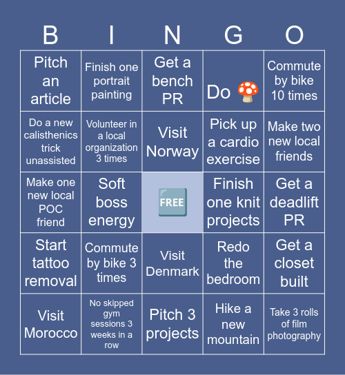 2025 Goals Bingo Card