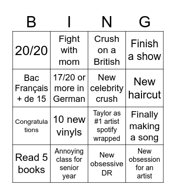 Personnal Bingo Card