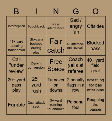 Football Bingo Card