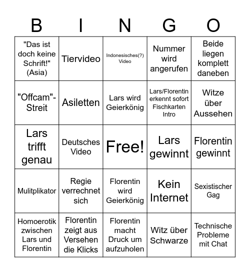 Verflixxtes Bingo Card