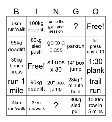 2025 Fitness Bingo Card