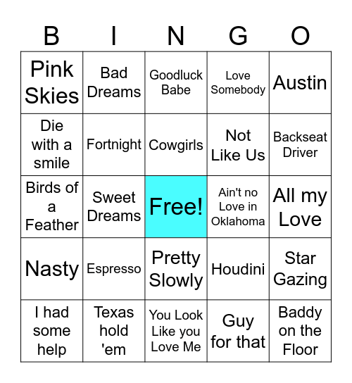 2024 Music BINGO Card