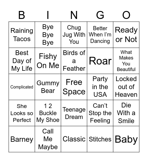 Music Bingo! Bingo Card