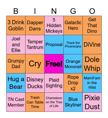 MamFam/ Disney Bingo Card