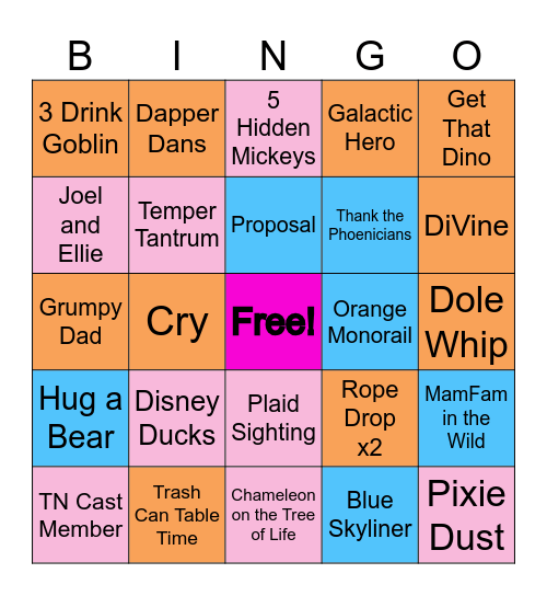 MamFam/ Disney Bingo Card