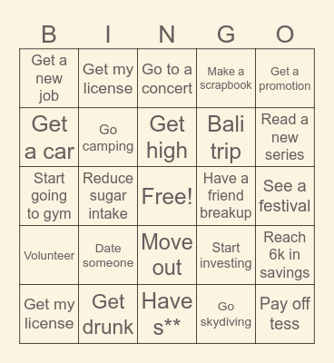 2025 Bingo Card