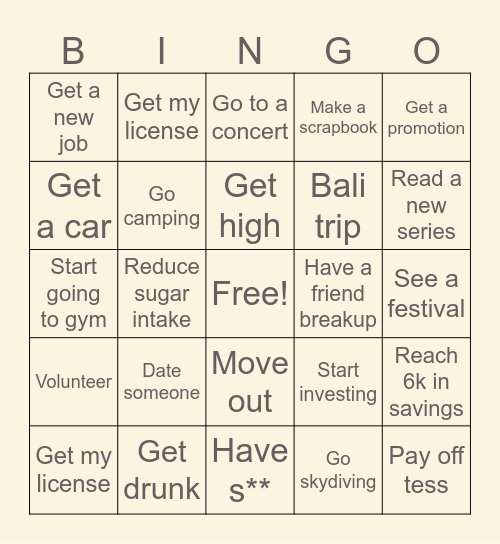 2025 Bingo Card