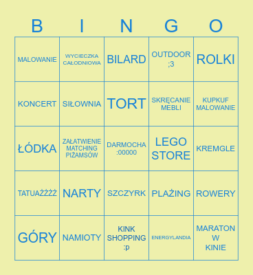 NOWOJORSKIE BINGO Card