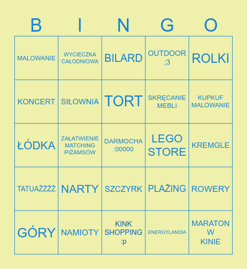 NOWOJORSKIE BINGO Card