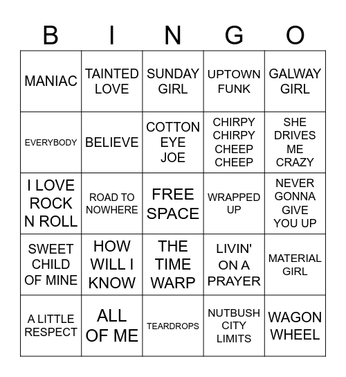SUNDAY NIGHT SHAKE UP! Bingo Card