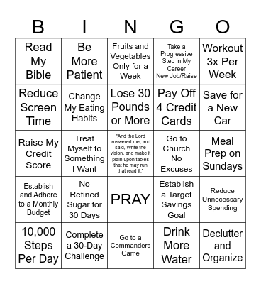 2025 Vision Board Bingo Card