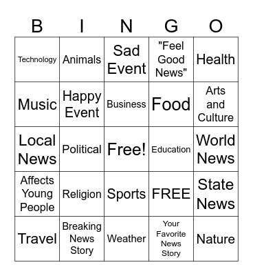 Current Events Bingo Card