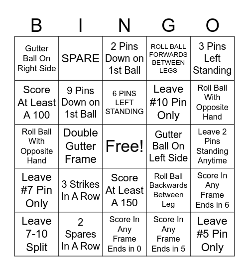 Bowling BINGO Card