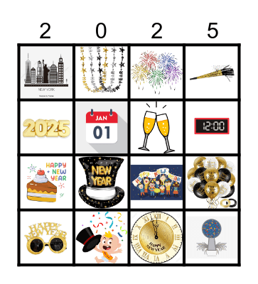New Years Bingo Card