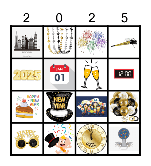 New Years Bingo Card