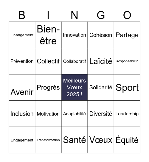 BINGO - Cérémonie des vœux 2025 Bingo Card