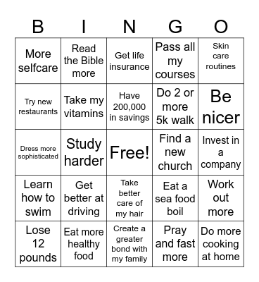 2025 vision bingo Card