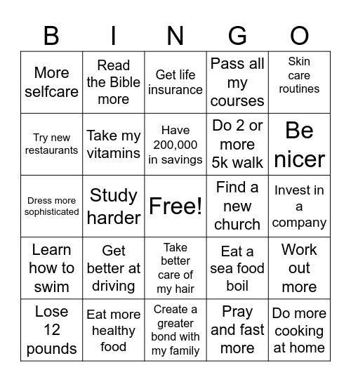 2025 vision bingo Card