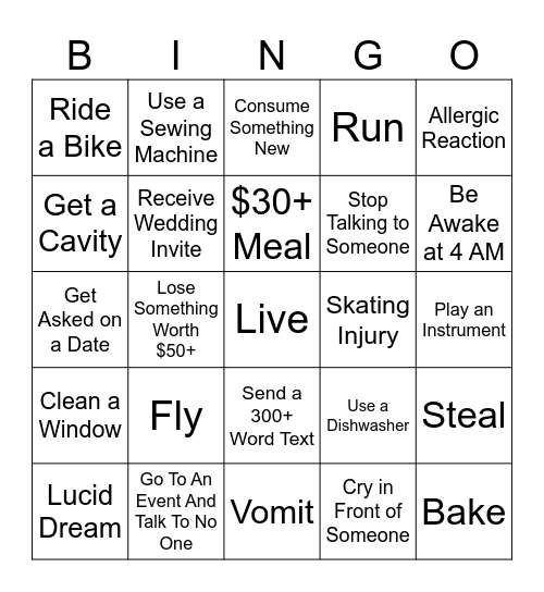 things that may or may not happen in 2025 Bingo Card