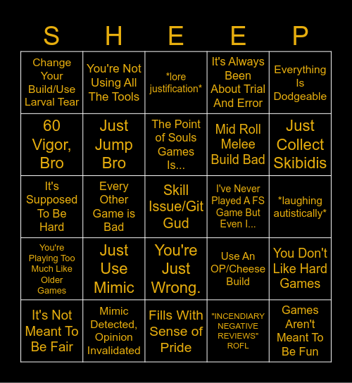 Elden Ring Brainrot Bingo Card
