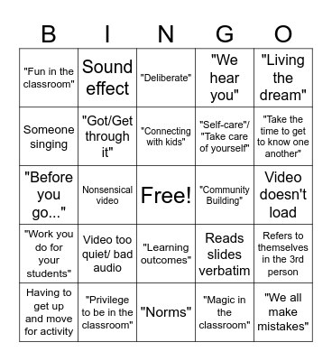 PD Bingo Card