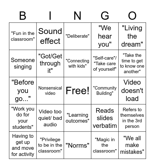 PD Bingo Card