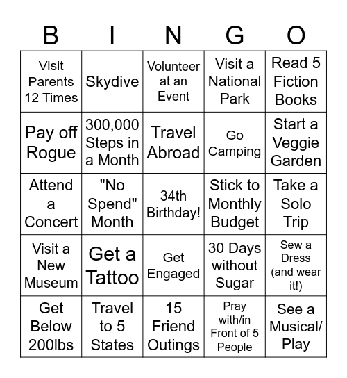 2025 Bingo Card